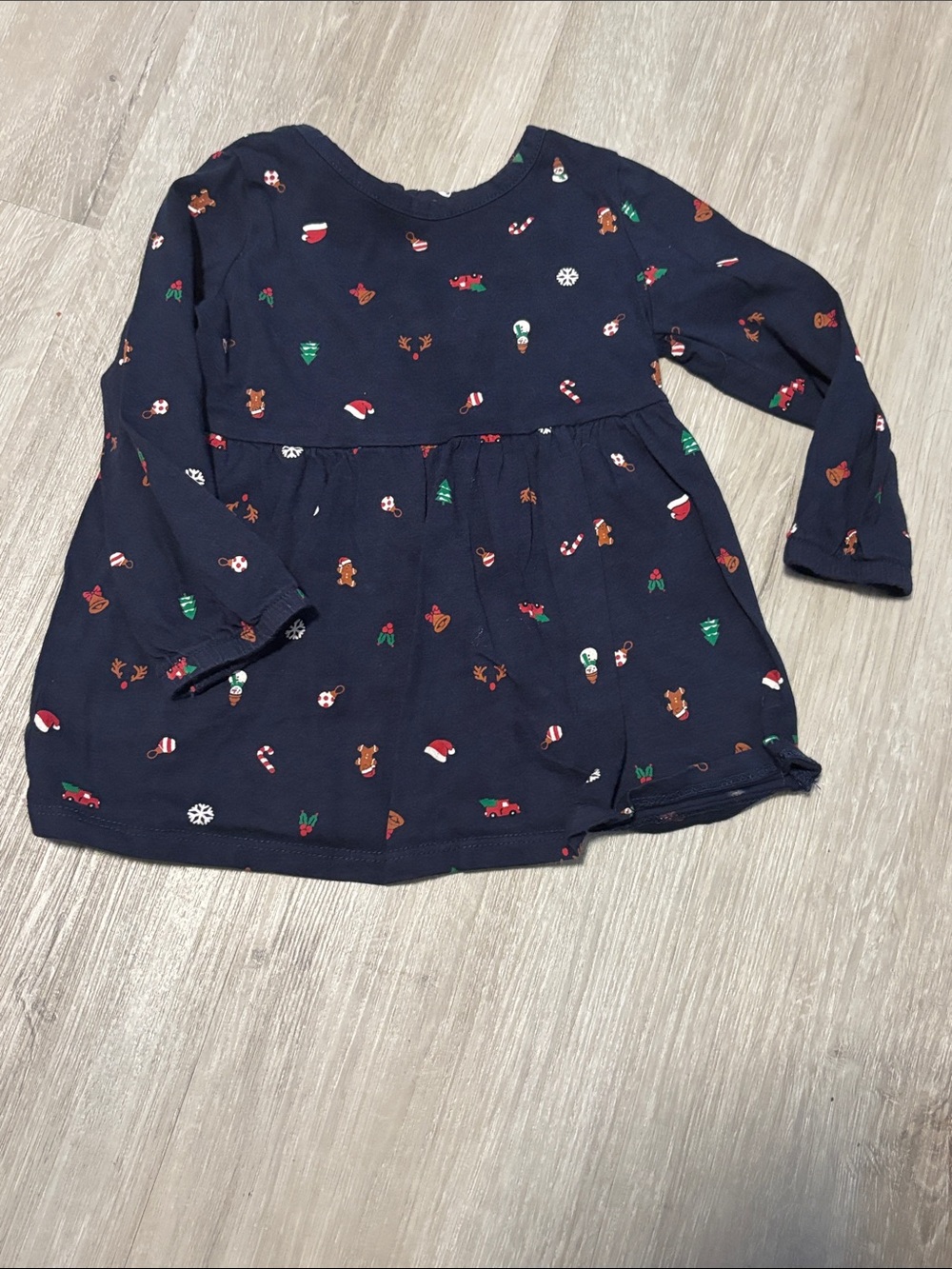 George Navy Blue Long Sleeve Holiday Print Dress